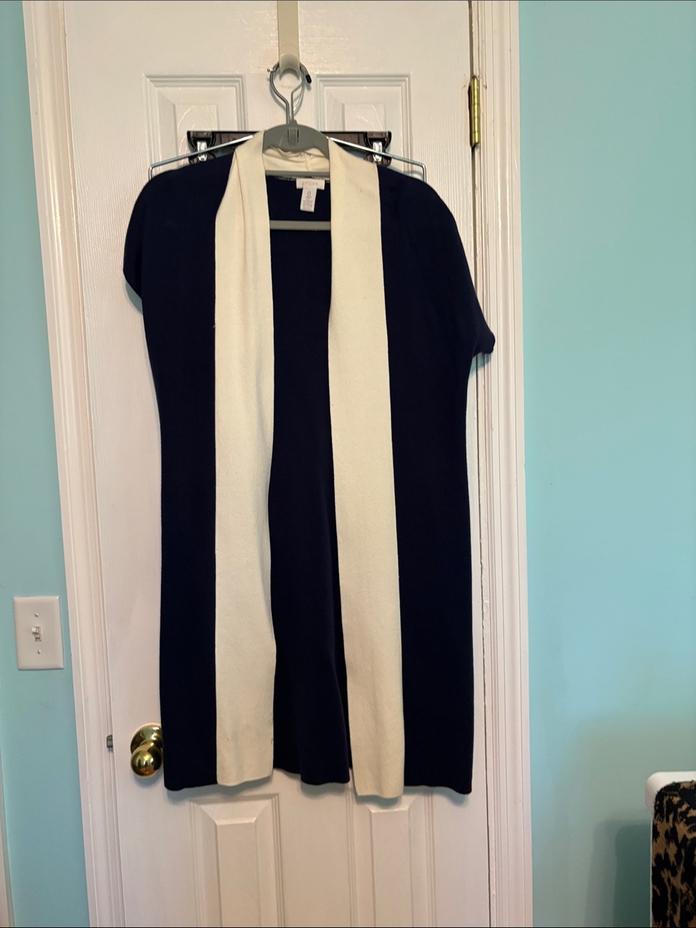 Chico's Navy Sweater with Cream Accents